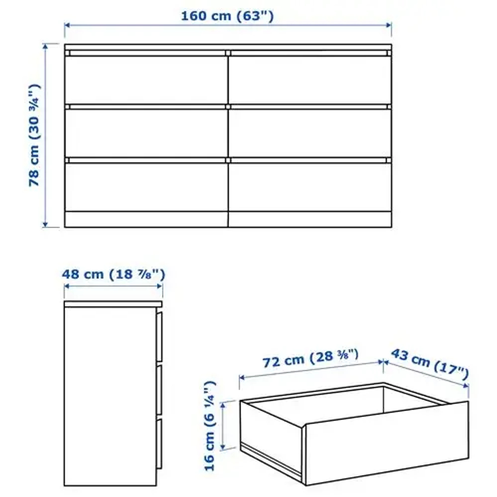 Комплект мебели д/спальни  - IKEA MALM/LURÖY/LUROY, 160х200см, белый, МАЛЬМ/ЛУРОЙ ИКЕА