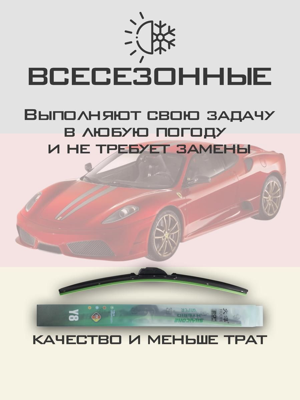 Щетки стеклоочистителя HUOYE Y8 600/550 мм на Ferrari 430Scuderia | Hook/J-Hook