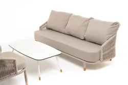 "Верона" лаунж-зона 5-местная плетеная из роупа (веревки), каркас алюминиевый белый, роуп бежевый