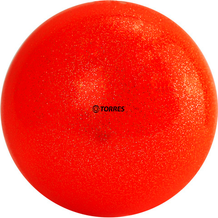 Мяч для художественной гимнастики TORRES, AGP-19-06, диам. 19 см, ПВХ, оранжевый с блестками