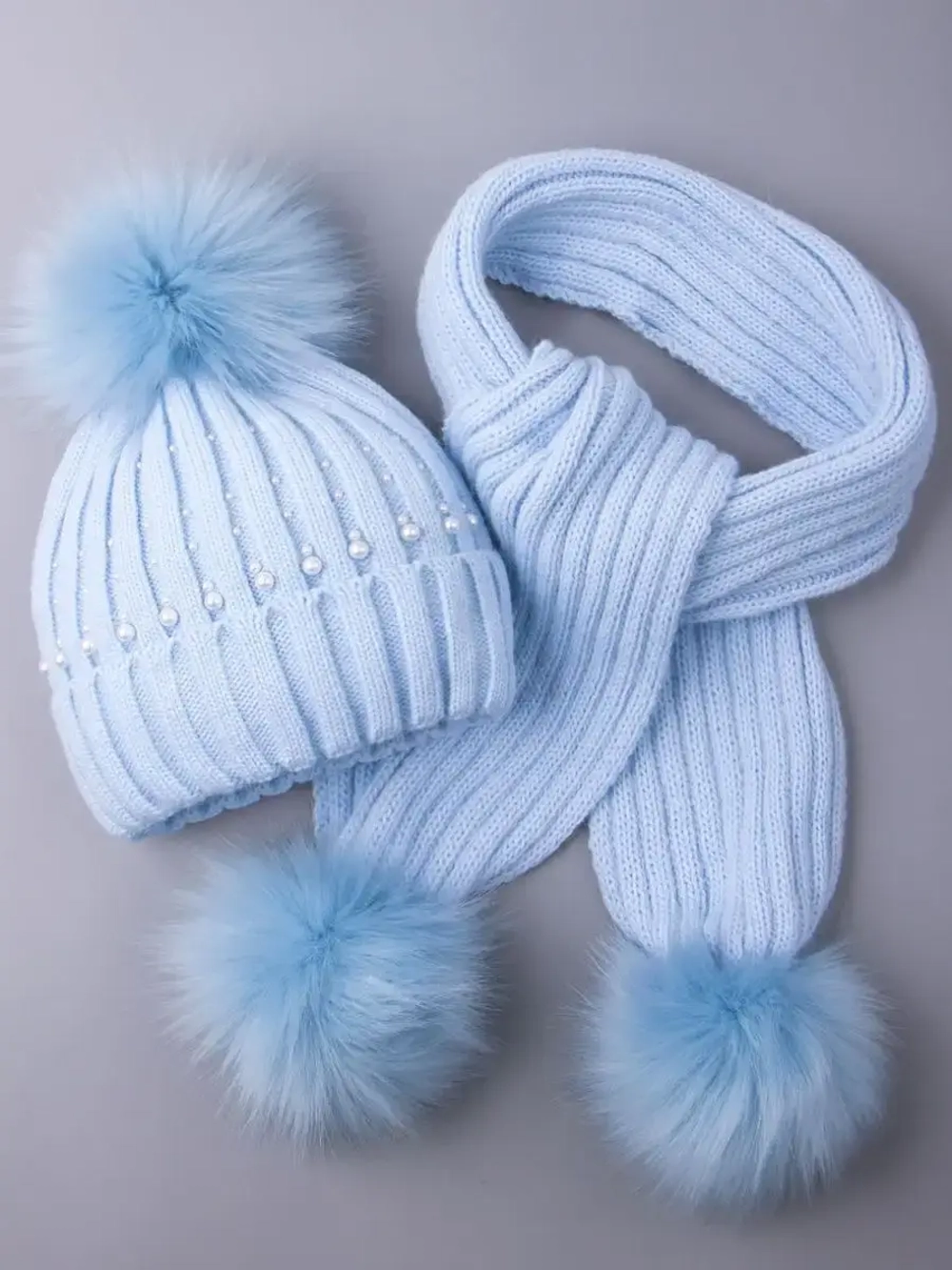 Шапка для девочки зимняя вязаная и шарф