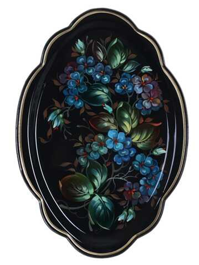 Жостовский поднос декоративный, размер 32х22 см (A11), металлический