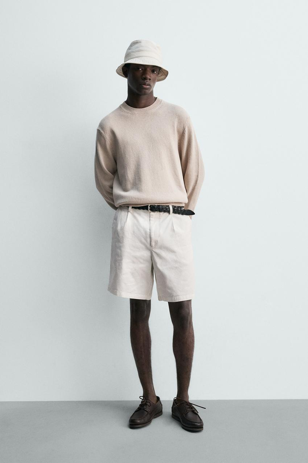 ZARA СВИТЕР ИЗ ХЛОПКА И ЛЬНА, ЭКРЮ