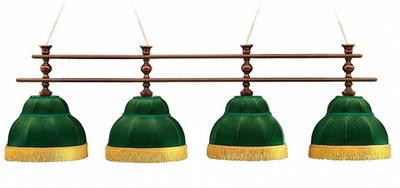 Лампа Барон-Люкс 4пл. ясень (№4,бархат зеленый,бахрома желтая,фурнитура золото)