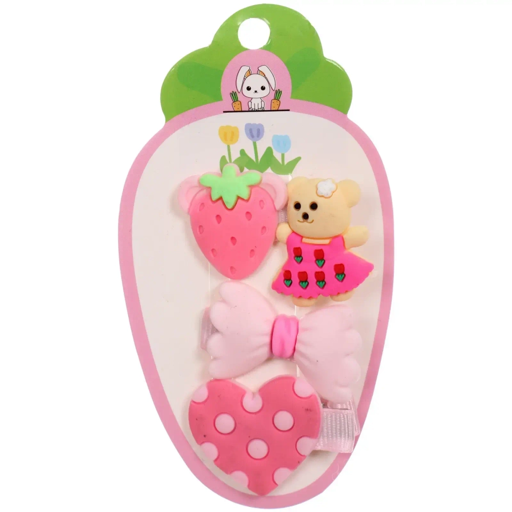 Зажимы для волос детские 3шт в наборе «БАМБИ БУМ», Розовые Мечты, 12*6,5см