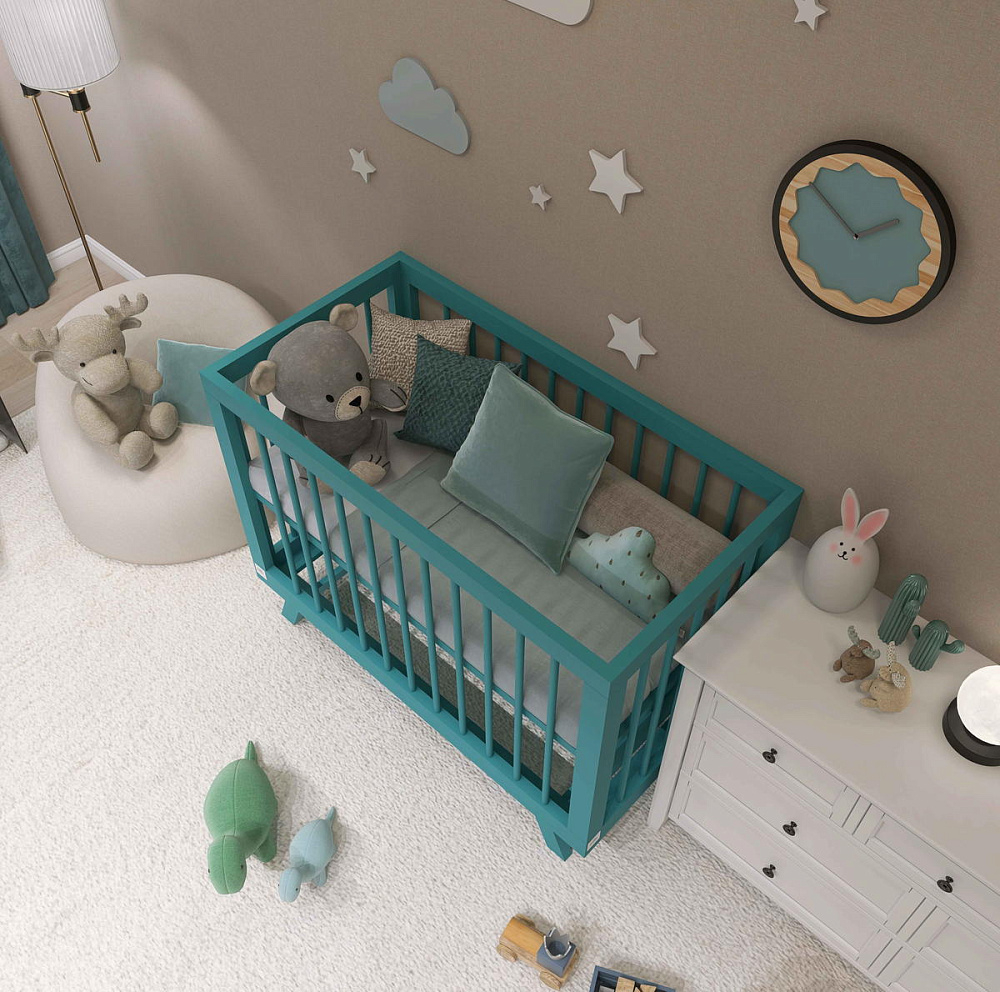 Кроватка детская Lillaland Lilla Aria с маятником Ocean Blue