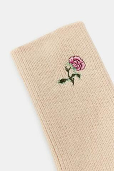 ZARA КОМБИНИРОВАННЫЕ КОЖАНЫЕ ПЕРЧАТКИ С ЦВЕТОЧНОЙ ВЫШИВКОЙ, БОРДОВЫЙ