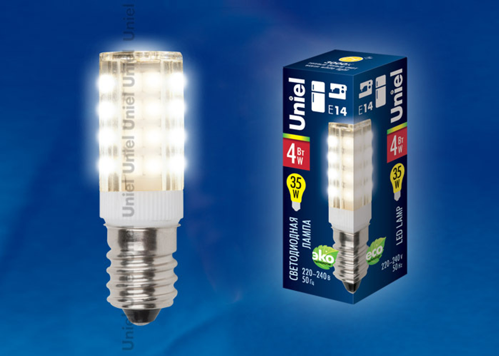 LED-Y16-4W/WW/E14/CL PLZ04WH Лампа светодиодная для холодильников и швейных машин. Прозрачная колба. Цвет свечения теплый белый. Упаковка картон. TM Uniel