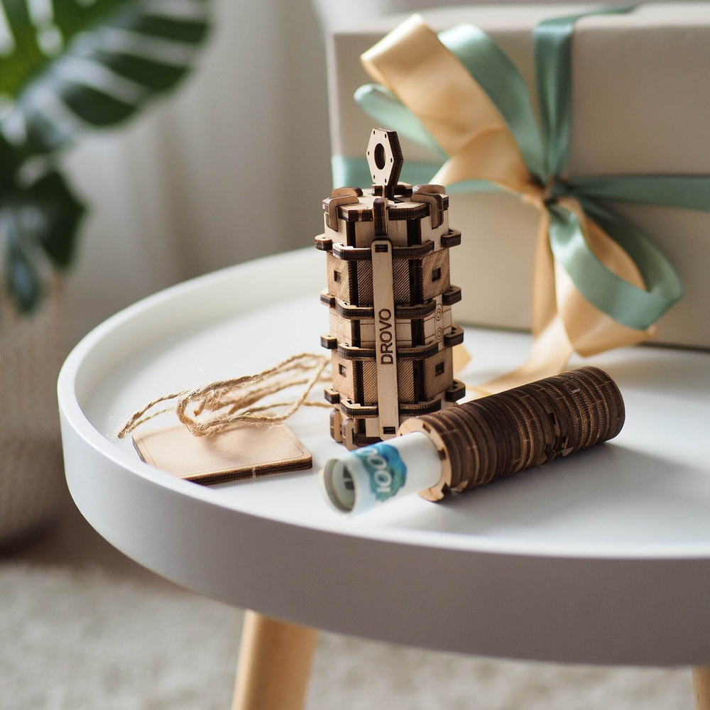 Деревянная головоломка Конверт для денег (DROVO)