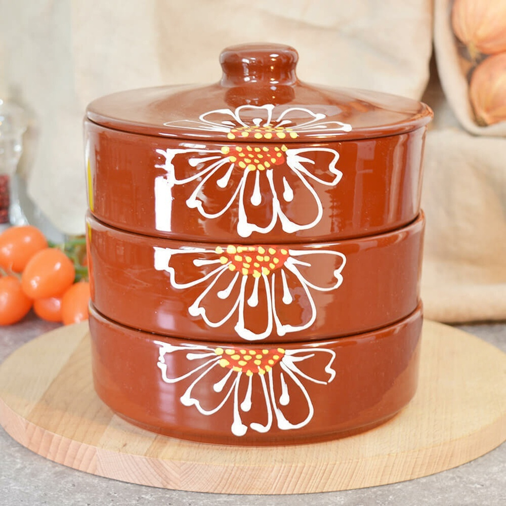 Набор для холодца 3 предмета "Подарочный" Ромашка коричневая