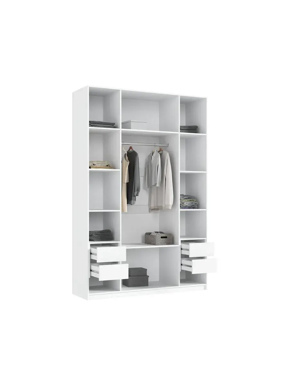 Шкаф для одежды 4 створки Браш Вайт 160х51х240