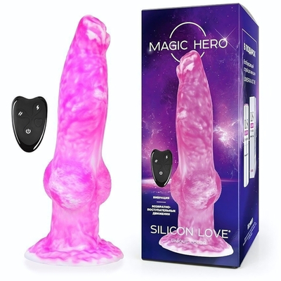 Розовый фантазийный вибратор с 7 режимами возвратно-поступательных движений - 23,5 см. (Цвет: розовый)