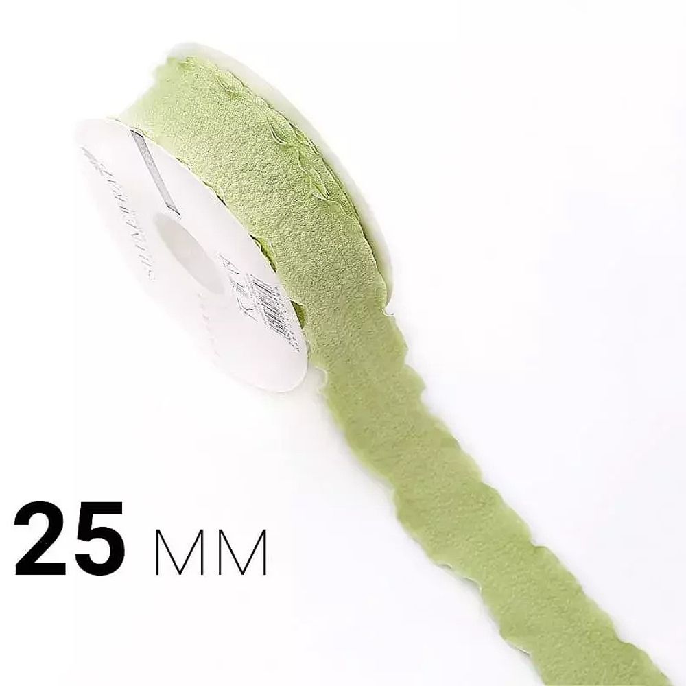 Лента текстиль &quot;Rossi&quot; 2,5см*10ярд САЛАТОВЫЙ