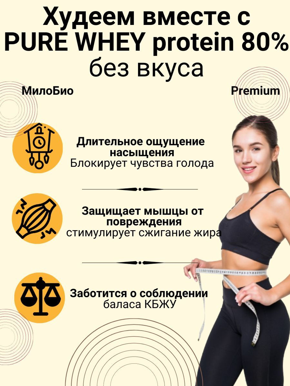 Протеин сывороточный Whey Protein ВЭЙ МилоБио Без вкуса, 1 кг для набора мышечной массы, похудения, сушки