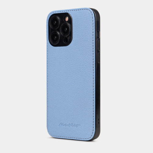 Чехол для iPhone 15 Pro Max из кожи козы, василькового цвета