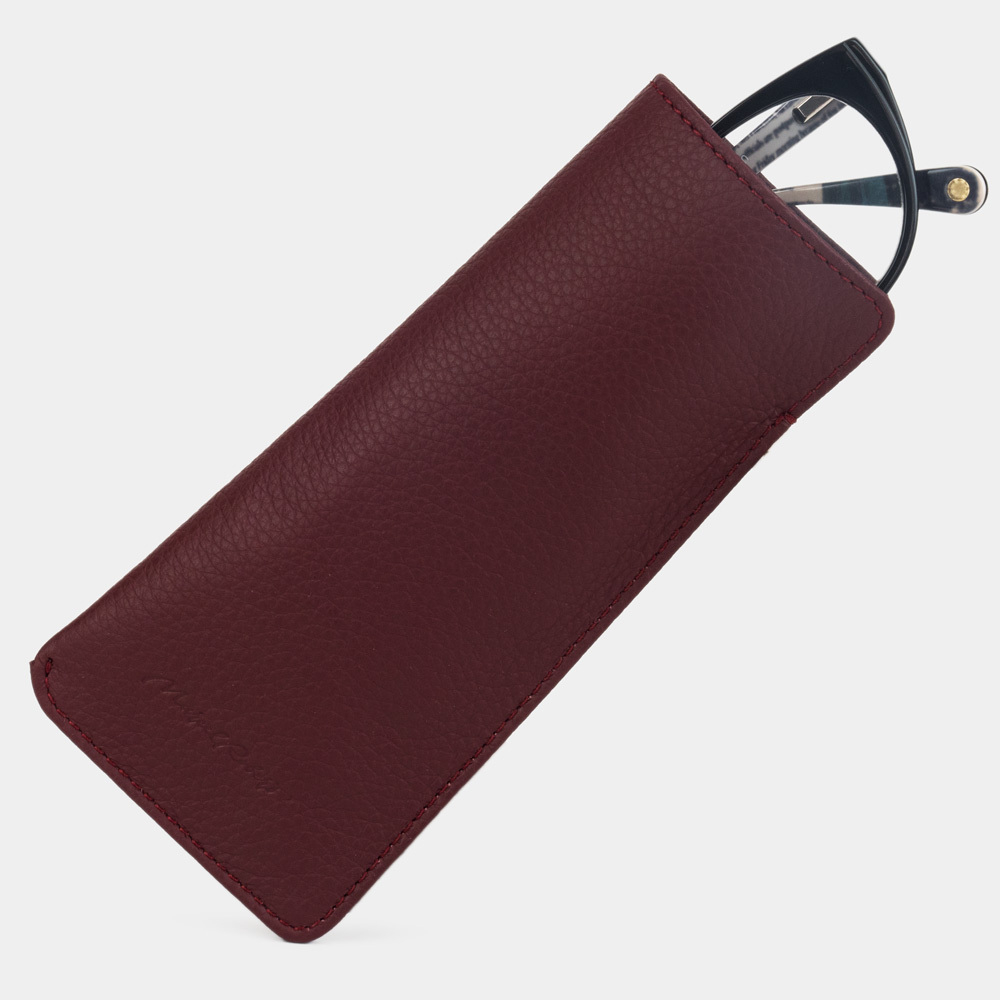 Футляр для очков Lunette Easy из натуральной кожи теленка бордового цвета