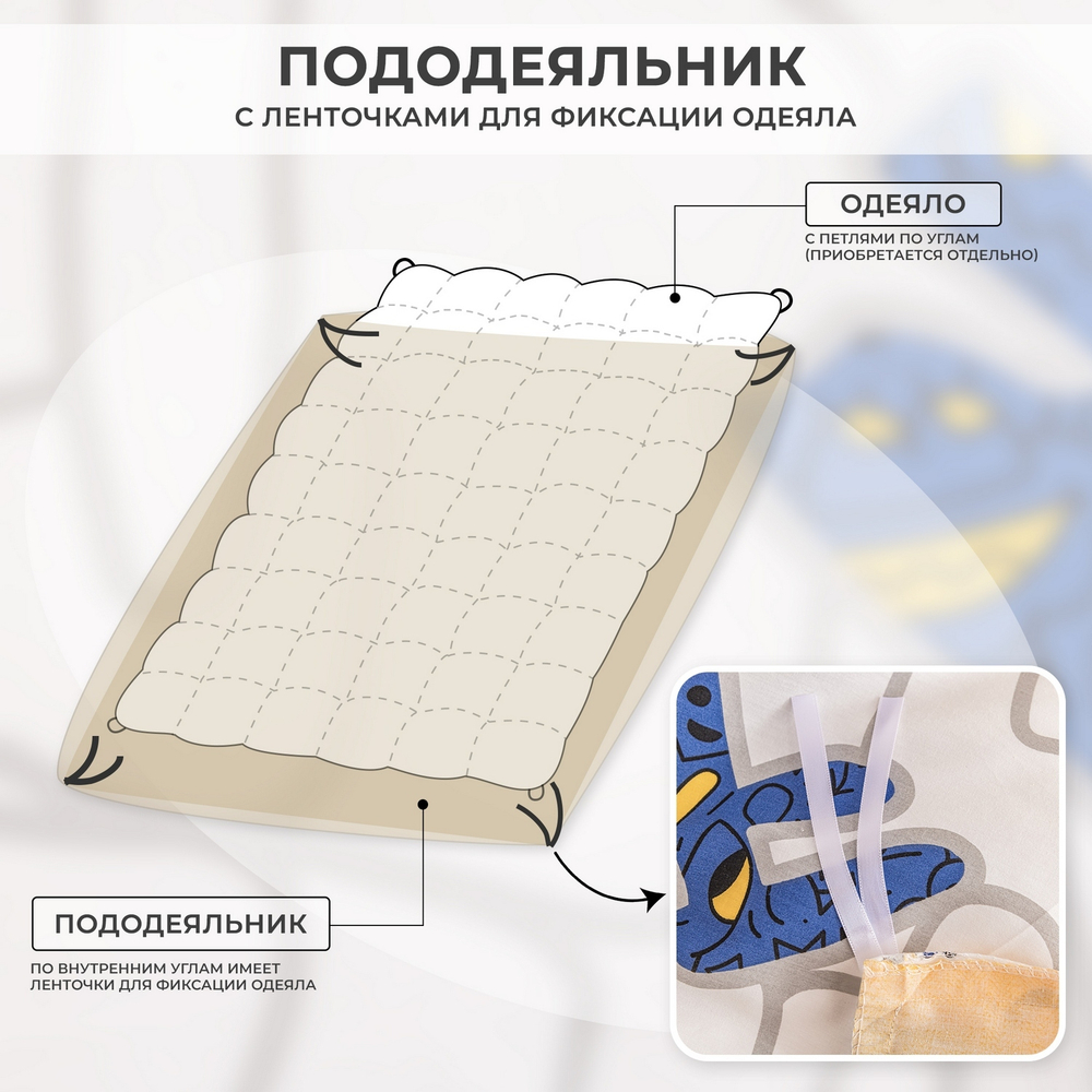 Комплект постельного белья на резинке Сатин Люкс KIDS 100% хлопок CDKR072