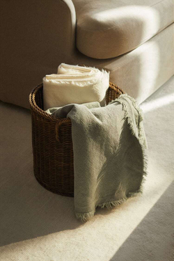 ZARA HOME ХЛОПКОВОЕ ОДЕЯЛО,  СВЕТЛО-ЗЕЛЕНЫЙ