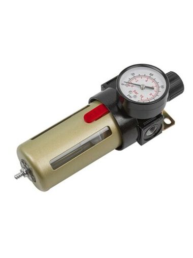 Фильтр-регулятор с индикатором давления для пневмосистем 3/8''(10Мк, 1400 л/мин, 0-10bar,раб. температура 5°-60°) RockForce##Rock FORCE RF-BFR3000