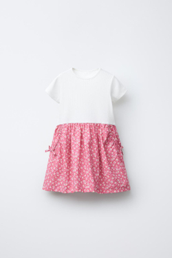 ZARA КОМБИНИРОВАННОЕ ПЛАТЬЕ С КАРМАНАМИ, РОЗОВАТЫЙ