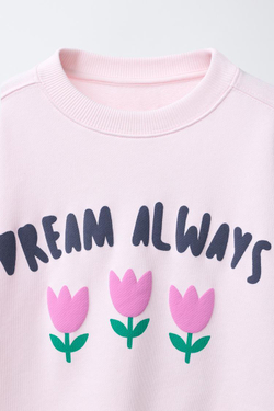 ZARA ТОЛСТОВКА С ПРИНТОМ, РОЗОВЫЙ