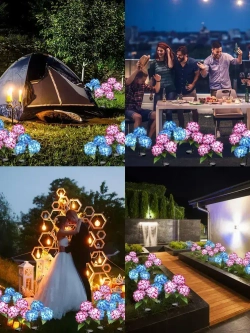 Светильники уличные 3цвета на солнечной батарее "Гортензия" 3 бутона по 3 шт