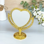 Зеркало настольное в пластиковой оправе «Версаль - Сердце», цвет золото, двухстороннее, с увеличением, 21см