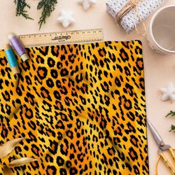 Ткань премиум атлас звериный леопардовый принт