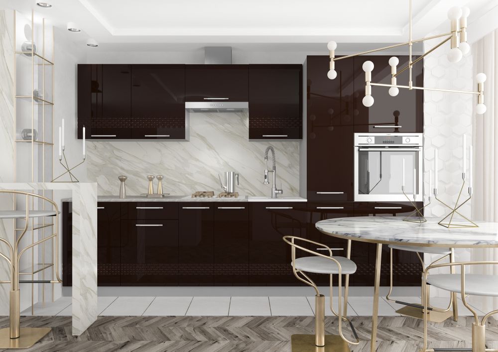 Модульный кухонный гарнитур «Капля» 3100 (шоколад), ЛДСП, ДСВ Мебель