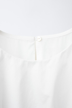 ZARA ПЛАТЬЕ НА БРЕТЕЛЯХ С ВОЛАНАМИ, ЖЕЛТОВАТО-БЕЛЫЙ