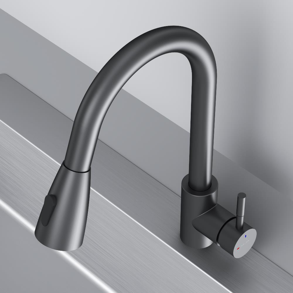 Смеситель для кухни с вытягивающимся изливом, черный AM.PM X-Joy S F85B07522