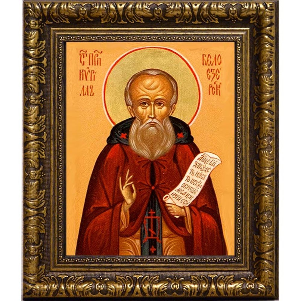 Кирилл Белоезерский преподобный. Икона на холсте.