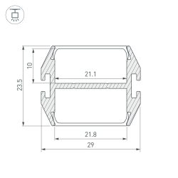 Профиль PLS-LOCK-DUAL-2000 ANOD (Arlight, Алюминий) 032864