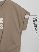 Бежевый костюм для девочки на лето в горошек