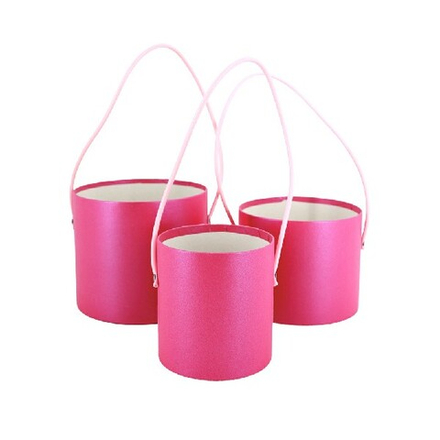 Набор/3шт D16xH14см-D12xH12см без крышки С РУЧКАМИ (Фуксия)