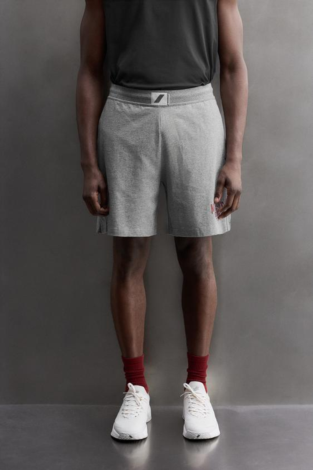 ZARA ШОРТЫ С ВЫШИВКОЙ И ЛАМПАСАМИ 9'', СЕРЫЙ МЕЛАНЖ