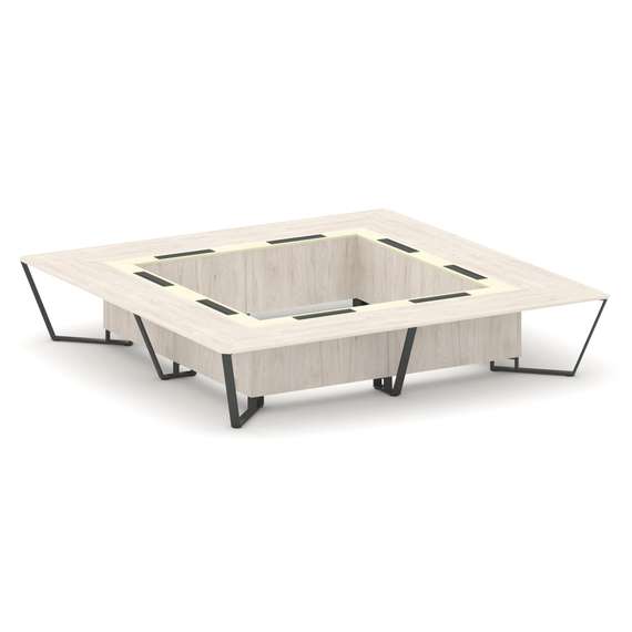 Steel Meet Стол переговорный квадратный KM-PR.B.SP-20K2 Денвер Светлый/Ваниль Глянец/Металл Антрацит