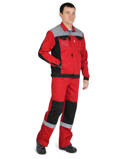 Костюм "Модуль" полукомбинезон (красный/черный/св.серый)