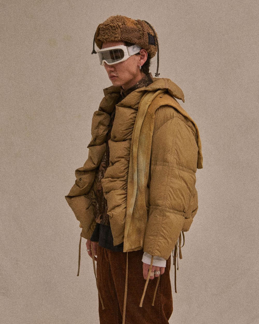 Шапка-ушанка Fuzzz Patchwork Flaps Светло-Коричневая