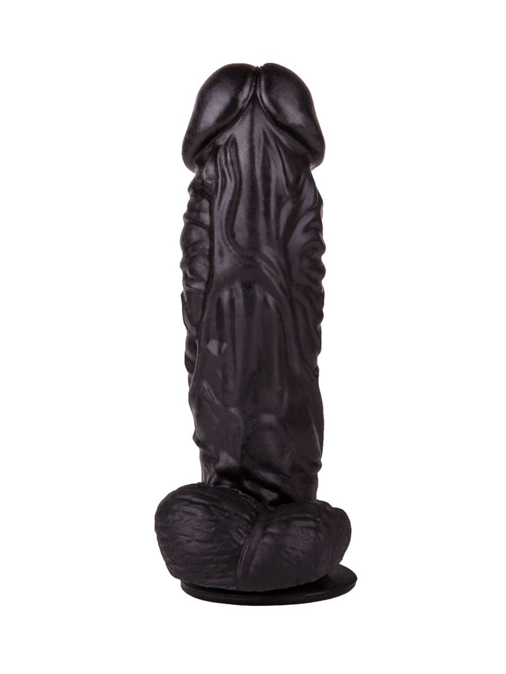 Большой чёрный фаллоимитатор на присоске - 20,5 см. (Цвет: черный)