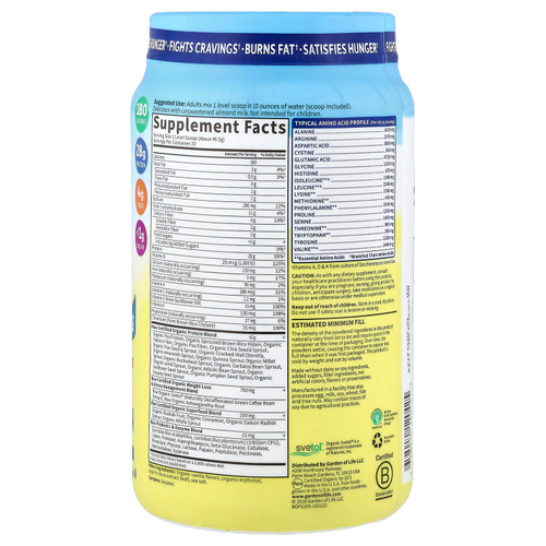 Garden of Life, Raw Organic Fit, продукт с высоким содержанием белка для снижения веса, со вкусом ванили, 930 г (2 фунта)