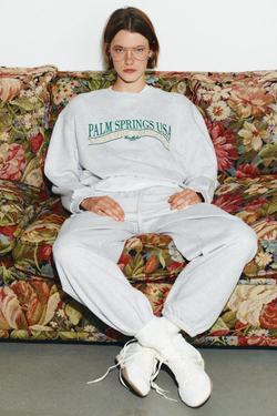 ZARA ХЛОПКОВАЯ ТОЛСТОВКА С НАДПИСЬЮ, СЕРЫЙ МЕЛАНЖ