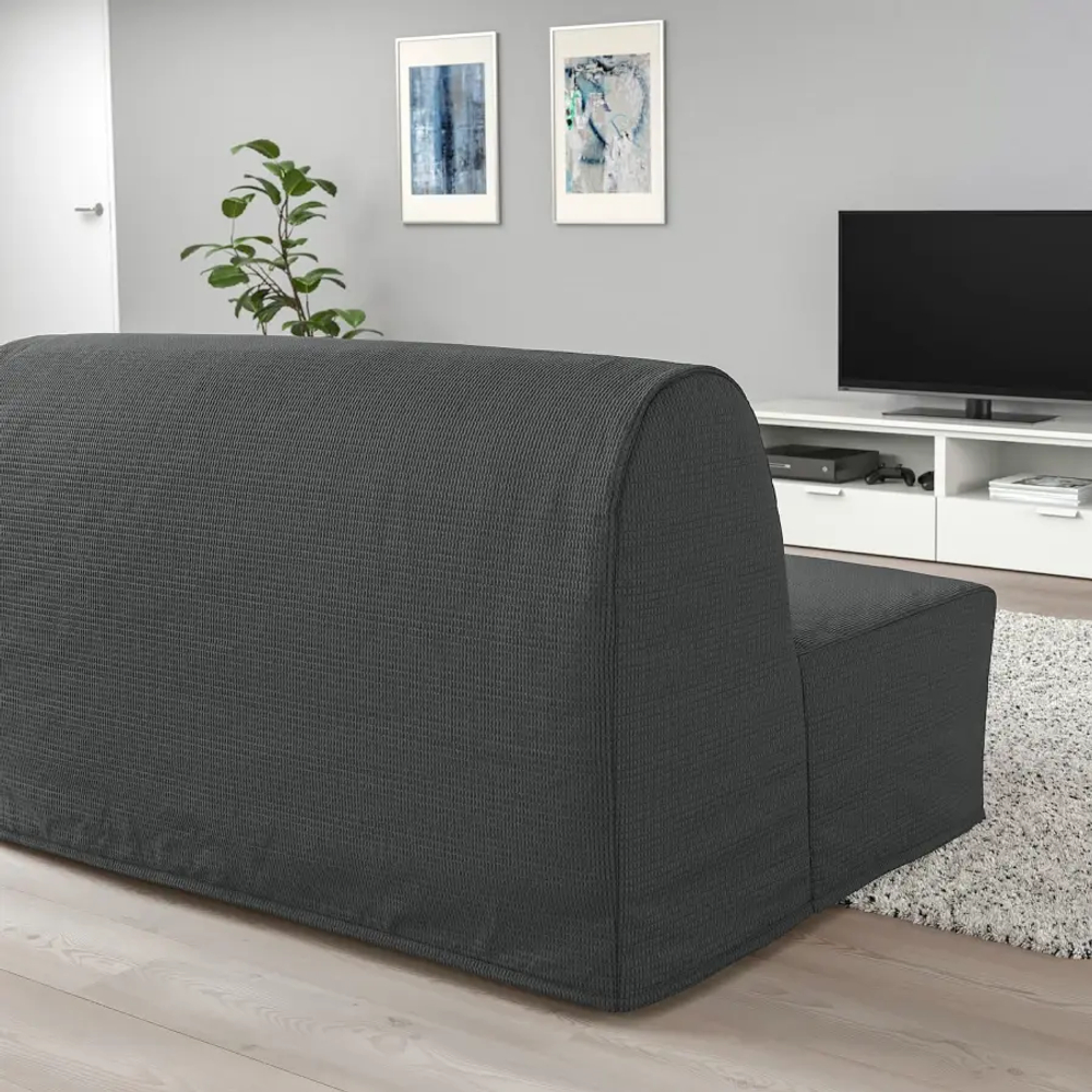 Диван-кровать 2-местный - IKEA LYCKSELE HÅVET/LYCKSELE, 87x100x142см, черный, HAVET ИКЕА