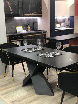 Стол "Орфей", (Черный Мрамор/Черный)