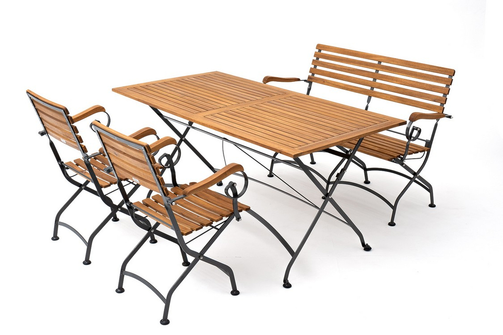 Скамья из акации Joygarden ЛАТА 2-х местная, темно-серый графит, коричневый