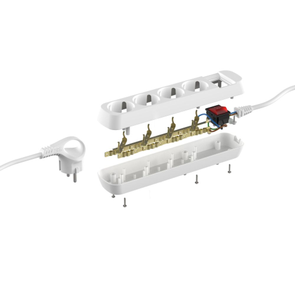 Удлинитель электрический ЭРА U-4es-3m-3x1 с заземлением с выключателем 4 розетки 3м ПВС 3x1мм2 16А