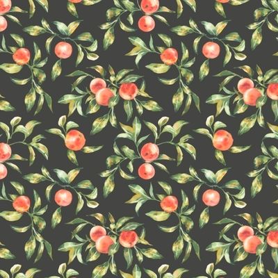 Мандарины с листьями на темном фоне