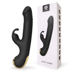 Черный вибромассажер-кролик Happy Rabbi - 22,5 см. (Цвет: черный)