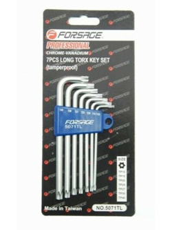 Набор ключей TORX Г-образных экстра длинных 7пр.(Т10,Т15,Т20,Т25,Т27,Т30,Т40) в пластиковом держателе Forsage F-5071XL