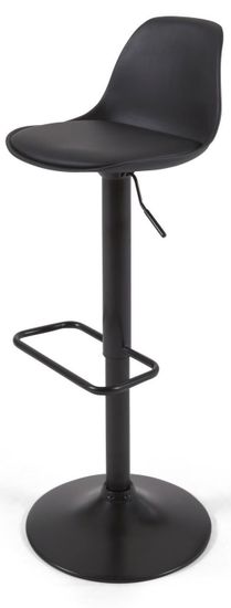 Барный стул Orlando-T - черная искусственная кожа и черная матовая сталь 60-82 см Испания